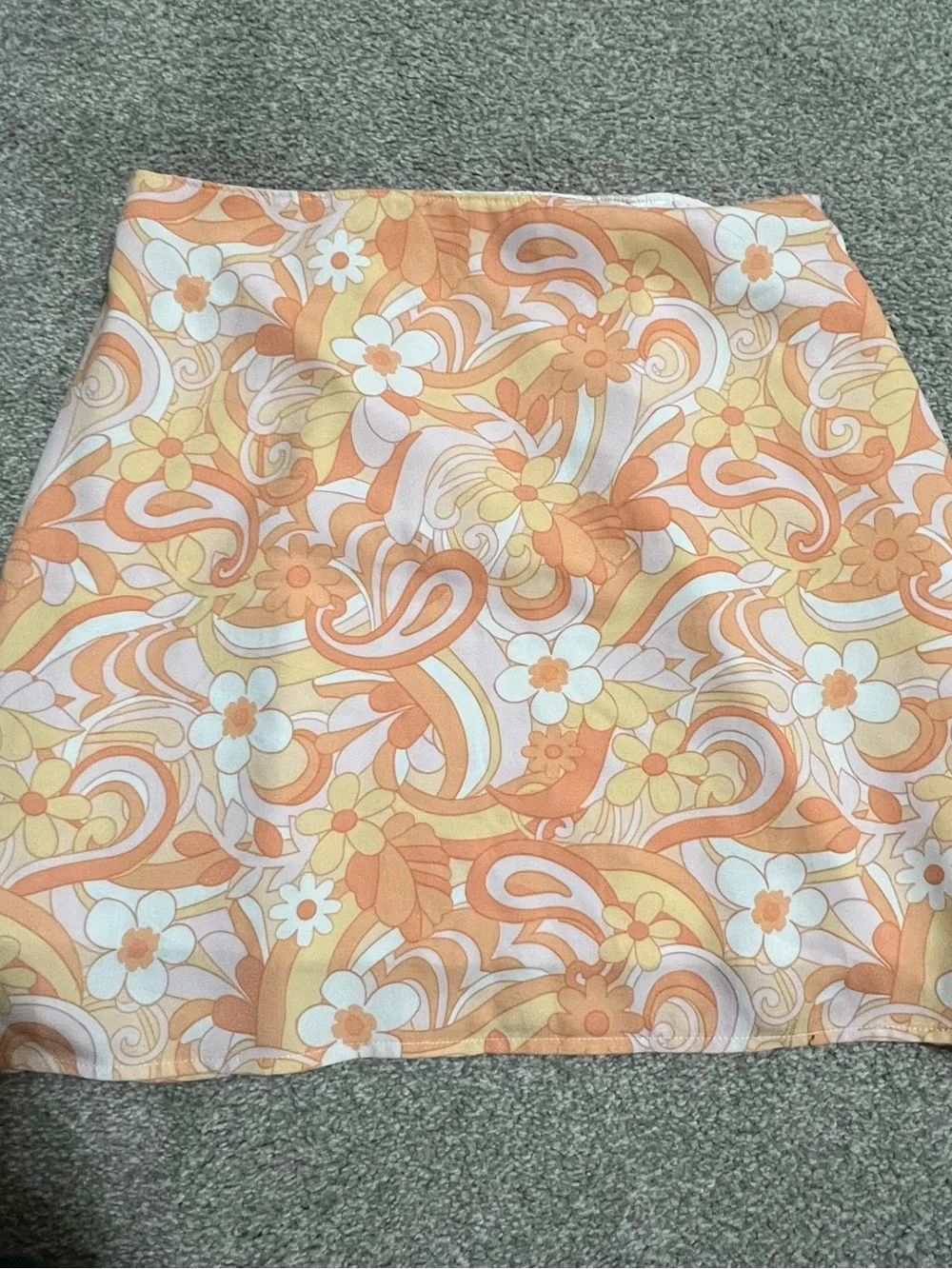 Hollister Peach Retro Floral A-Line Skirt